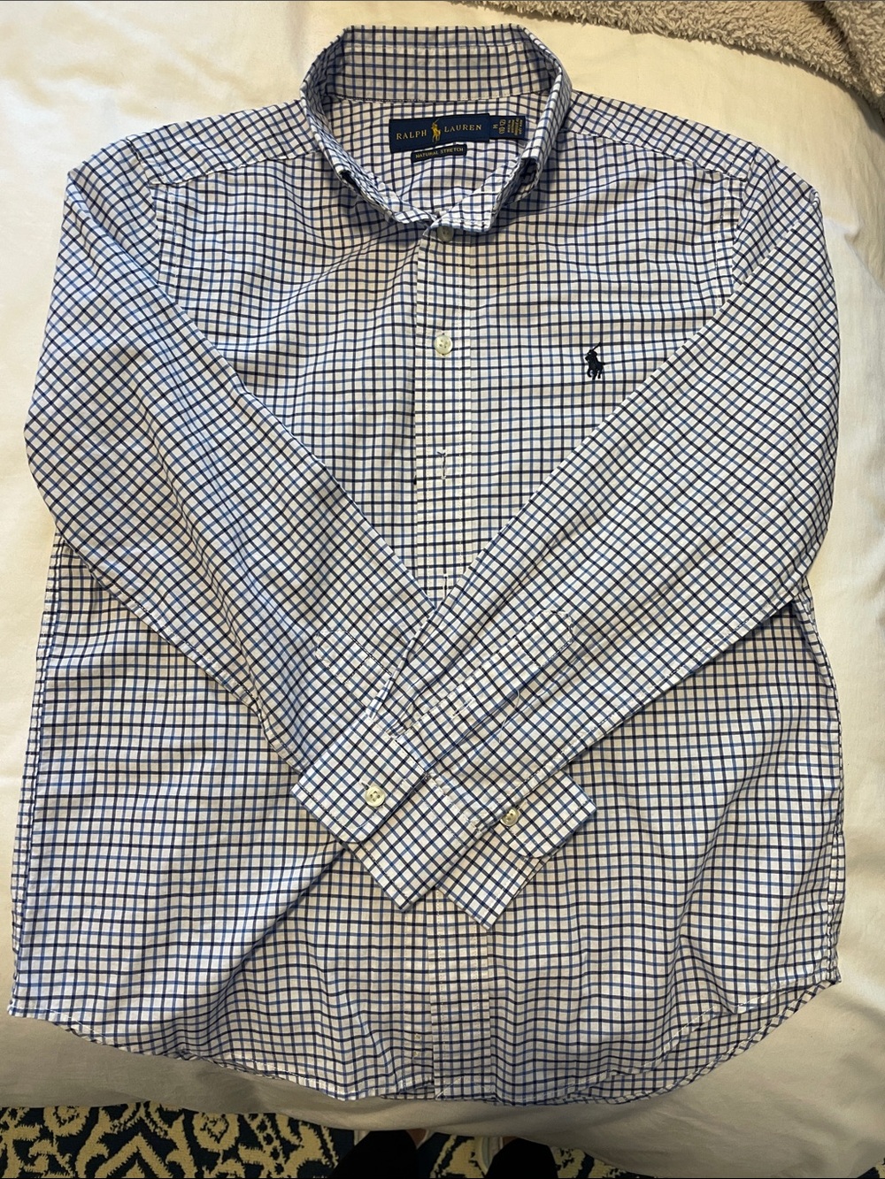 Ralph Lauren Navy and White Checked Button-Down Shirt